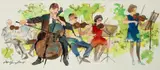 Symphony in the Park, undated by Nat H. Youngblood, watercolor on paper, offered Aug 2025