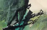 Fong Chung-Ray, Abstract in Green and Black, watercolor and ink on paper