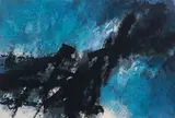 Fong Chung-Ray, Abstract in Blue and Black [1972-32], 1972, watercolor and ink on paper