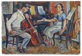 Enrico Glicenstein, (Polish/Jewish/American, 1870-1942), Portrait of The Artist's Children at the Cello and Piano