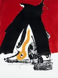 Robert Motherwell, Basque Suite D, 1971, silkscreen in black, red, and orange, pencil