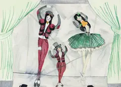 Aurie Ramirez, Dancers, late 20th/, watercolor and Ink on Paper