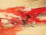 Zao Wou-ki, Composition Rouge (Fish in Red Sea), 1969, etching and aquatint in colors on Arches, pencil