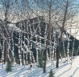 Neil Welliver, Birches, 1982/1983, color, woodcut on Kizuki Nishinouchi paper, pencil