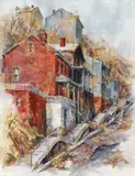 Cynthia Cooley, Rialto St, 1976, mixed media with newspaper on canvas
