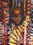 Portrait of a Black Boy by George Sonny Wellington Gist, c.2000, mixed media with oil and glitter on board, offered Jun 2025
