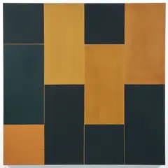 Black and Ochre II [from the Window Series] by Jane Haskell, 1992, oil on canvas over wood, offered Jun 2025