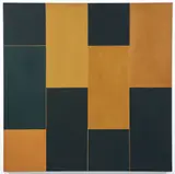 Jane Haskell, Black and Ochre II [from the Window Series], 1992, oil on canvas over wood