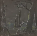 Malcolm Parcell, Fantasy in Moonlight, undated, oil pastel on card