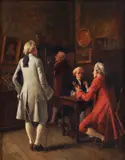 Eugène Fichel, Gentlemen engaged in conversation, 1867, oil on board