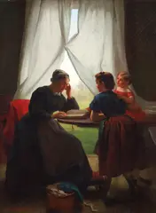 George Cochran Lambdin, The Morning Lesson, 1868, oil on canvas