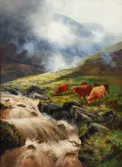 Daniel Sherrin The Elder, Highland Cattle, oil on canvas