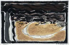 Eric Atkinson, Huron, 1995, mixed media with watercolor and sand on paper