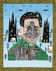 Howard Finster, Looking In, c.1989, screenprint on paper
