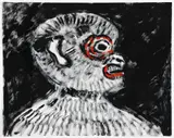 Portrait in Red and Black by Paul Binai, 1986, gouache on paper, offered May 2025