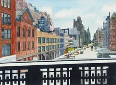 (American/Pittsburgh, contemporary), Looking East from the HiLine, West Side, Manhattan by Robert Bowden, 2009, watercolor on paper, offered May 2025