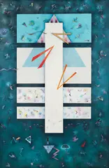 Jana Rosen Conn, Untitled Abstract, 1986, mixed media with acrylic and paper on canvas