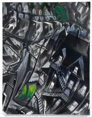 Douglas Cooper, (American/Pittsburgh, contemporary), Along Warrington, 1992, charcoal and oil on paper, mounted to canvas