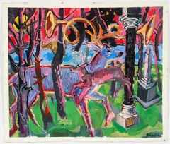 The Deer by Frank Harris, 1986, oil on paper, offered May 2025