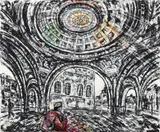 Robert Qualters, (American/Pittsburgh, contemporary), Penn Station Rotunda, c.2000, lithograph with hand coloring