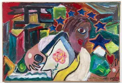 Robert Wright, Untitled - Girl with Flower, 1981-, 1987, oil on canvas