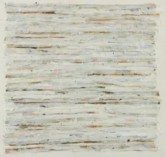 Composition by Zigi Ben-Haim, 1977, mixed media with newsprint on paper, pencil, offered Apr 2025