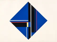 Ilya Bolotowsky, Blue Diamond, 1979, original color, serigraph on Arches paper