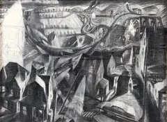 Arlington and Josephine, 1992, vine by Douglas Cooper, charcoal on paper on board, coated, offered Apr 2025