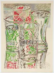 Janet Fish, Four Glasses, 1976, lithograph printed in colors