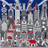 Pedro Friedeberg, Ciudad de un millon con 25 huevos duros, undated, screenprint on wove paper