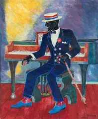 Palmer Hayden, (African-American, 1890-1973), Performer Seated at a Piano, 1969, oil on canvas