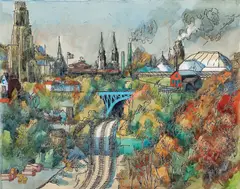 Panther Hollow by Henry Koerner, 1971, etching with hand coloring, offered Apr 2025