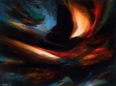 Leonardo M. Nierman, Abstract, 1968, oil on board