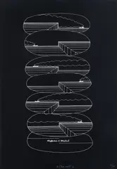 Dieter Roth, (German/Swiss, 1930-1998), Schifffahrts and Windetede [Ship and Wind Study], 1970, serigraph on card
