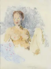 Raphael Soyer, Seated Nude, gouache and pencil on paper