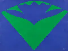 Jack Youngerman, Green Warm Blue, 1969, gouache on Strathmore paper