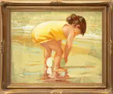 Frank Palmieri, Untitled, Oil On Board, Child At The Shore