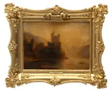 Untitled by Theodore Antoine Gudin, Oil On Beveled Mahogany Panel, August 5th, 1841, Castle On Riverbank, offered Jul 2023