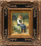 William-Adolphe Bouguereau, Untitled, Oil On Board, 20th C., "Meditation"