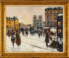 François Gérôme, Untitled, Oil On Canvas, "Notre Dame Paris"
