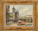Charles Blondin, Untitled, Oil On Canvas, Flower Sellers