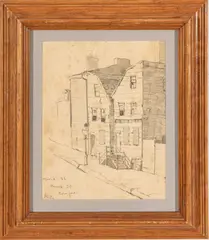 Percy Ives, Untitled, Pencil Drawing On Paper, Philadelphia Street Scene