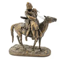 ' W 6.125'' L 13' by Evgeny Aleksandrovich Lansere, Bronze Sculpture "Farewell Kiss", offered Jun 2023