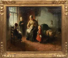 ' W 40' by Bernard de Hoog, Oil On Canvas Mother And Four Children, offered Jun 2023