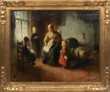 Bernard de Hoog, ' W 40', Oil On Canvas Mother And Four Children