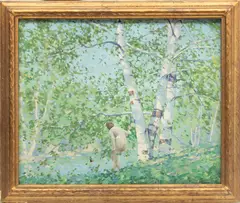 Allen Dean Cochran, ' W 29.7', Oil On Canvas Nude Near A Stream