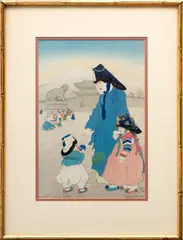 Elizabeth Keith, s Shopping, H 15', Woodcut In Colors, On Paper, Ca. 1921, New Year