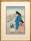 Elizabeth Keith, s Shopping, H 15', Woodcut In Colors, On Paper, Ca. 1921, New Year