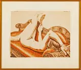 Philip Pearlstein, ' W 22', Lithograph In Colors On Paper, 1978, Nude On Chaise
