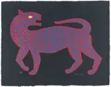Victor Vasarely, Untitled, Serigraph In Colors On Gall-Cast Paper, Red Leopard With Blue Spots